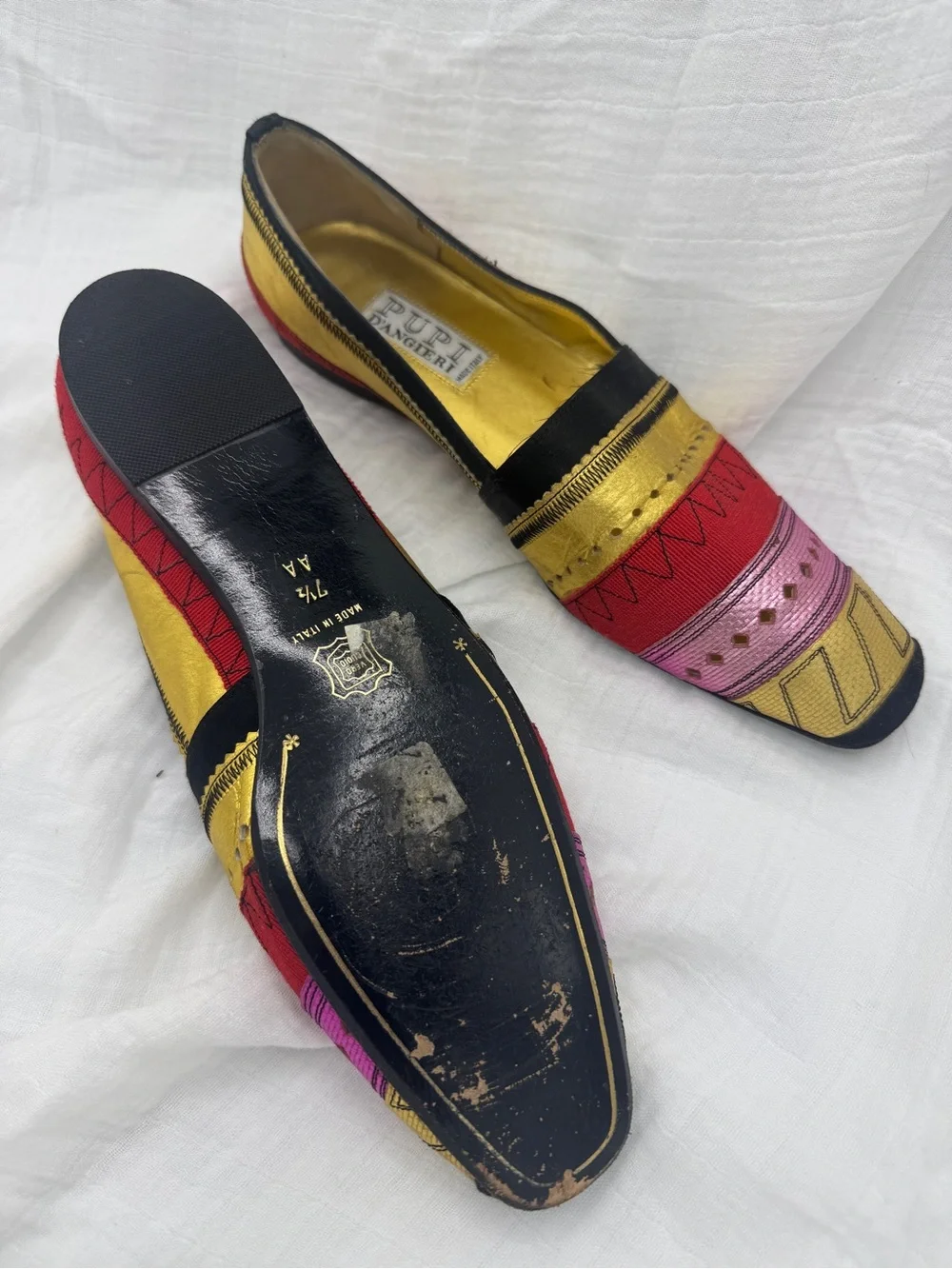ITALIAN Multicolor Embroidered Loafers - Pink, Red & Gold